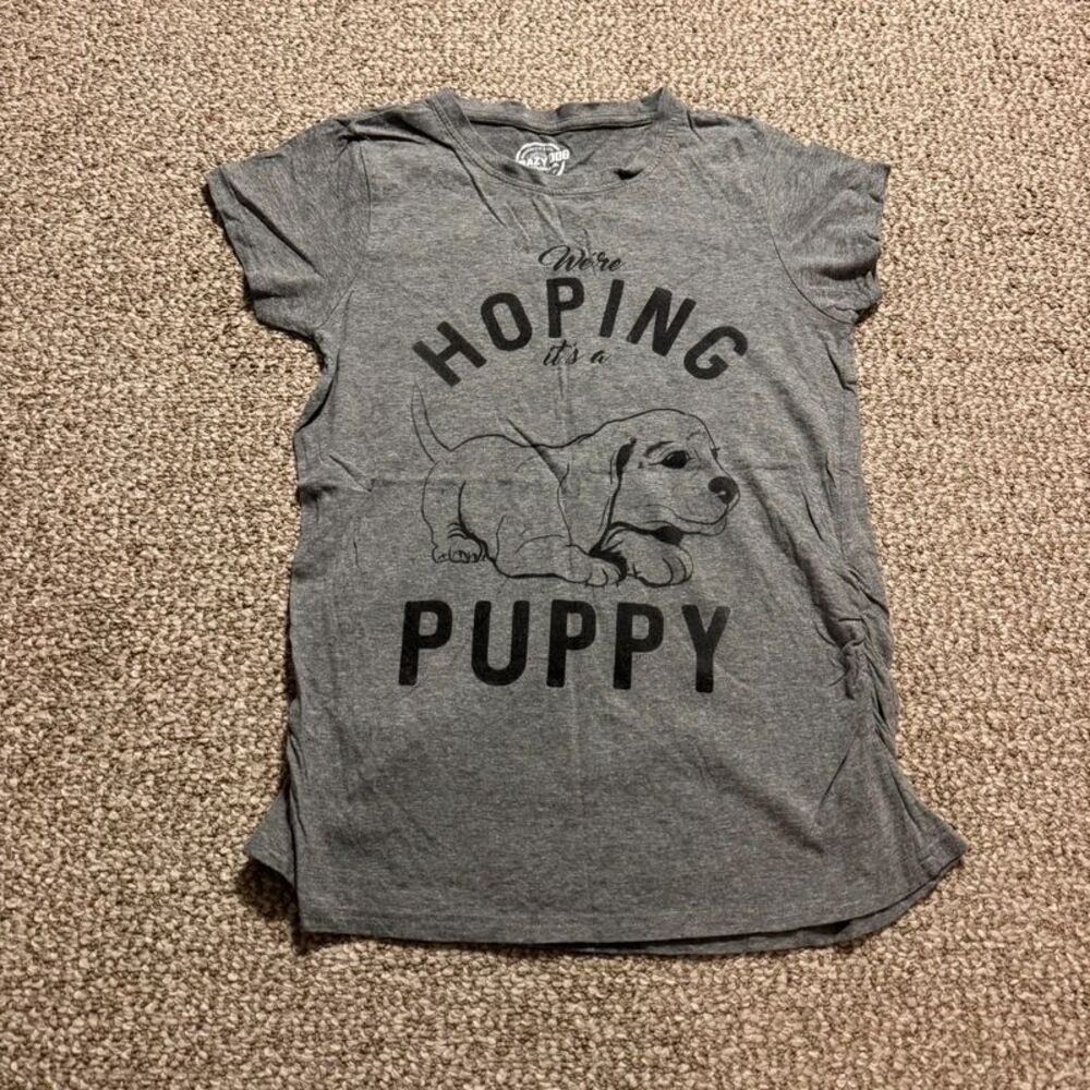 Crazy Dog Tshirts Maternity Graphic Tee Hoping It's a Puppy Medium